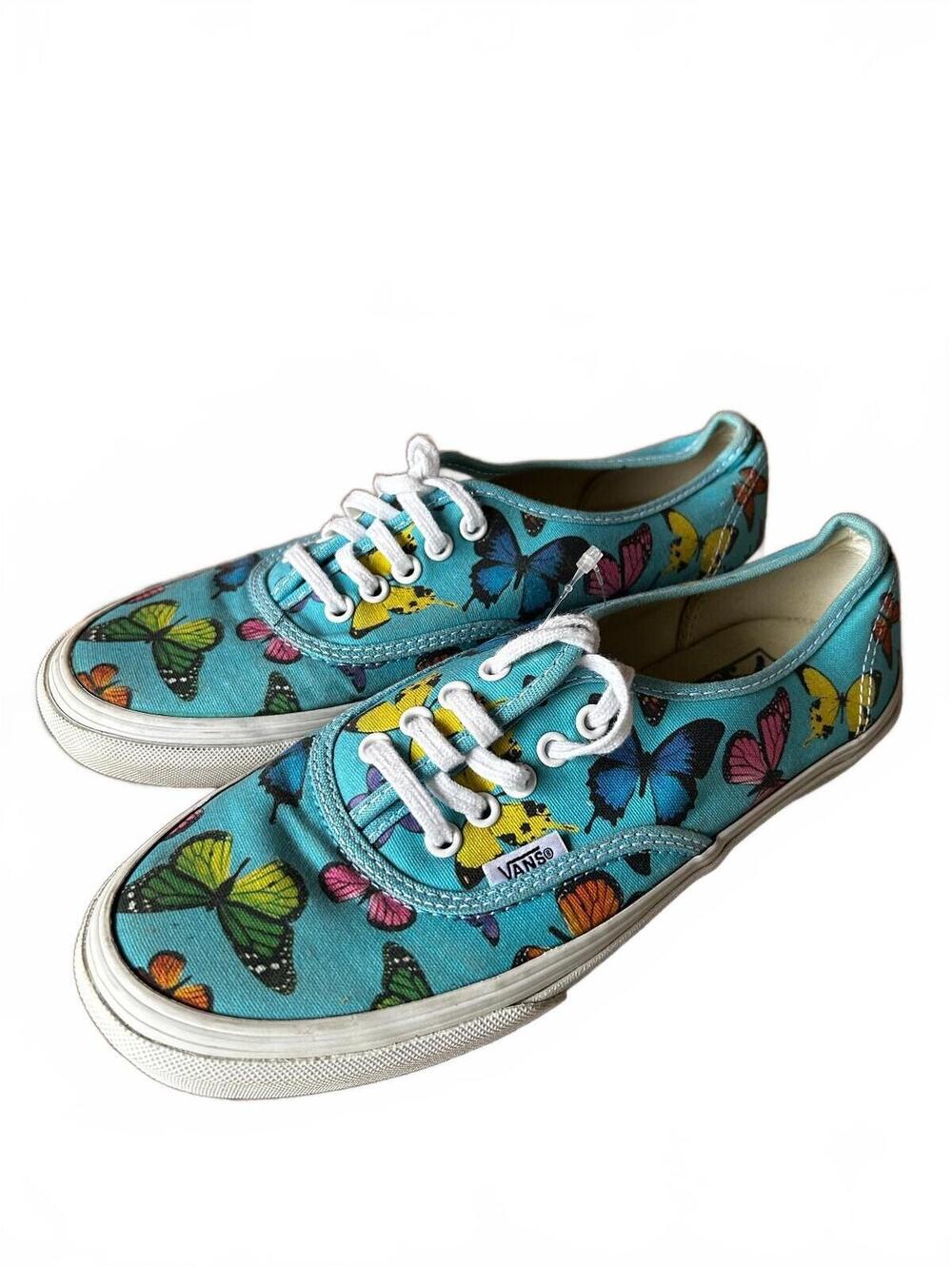 Unisex Vans Authentic Slim Sneakers Butterflies Scuba Blue Casual Street - Picture 2 of 9